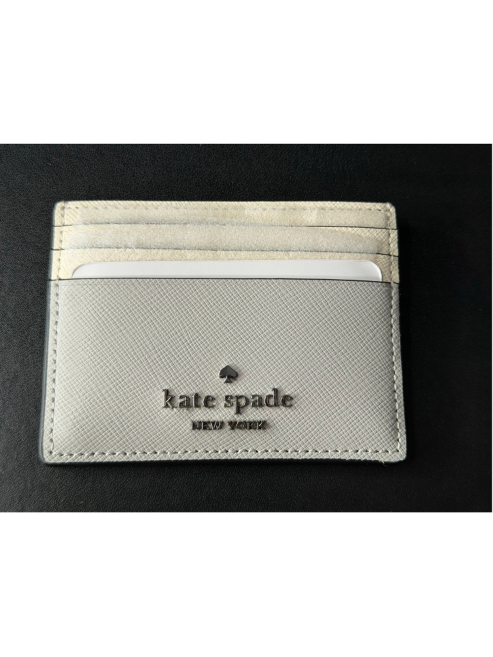Women's Kate Spade Card Holder Wallet One Size Grey White NEW